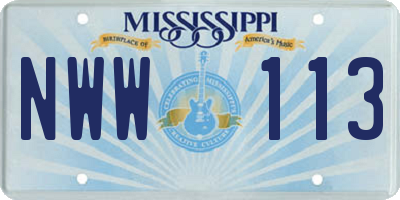 MS license plate NWW113