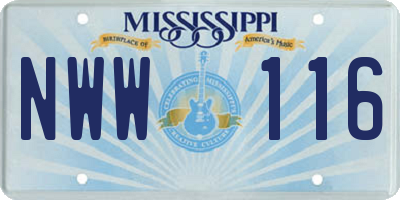 MS license plate NWW116