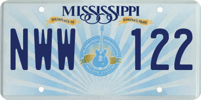 MS license plate NWW122