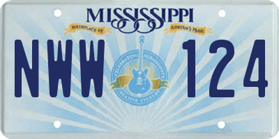 MS license plate NWW124