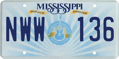 MS license plate NWW136