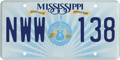 MS license plate NWW138