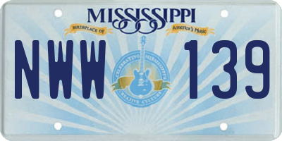 MS license plate NWW139