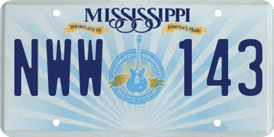MS license plate NWW143