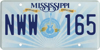MS license plate NWW165