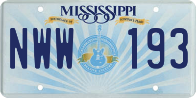 MS license plate NWW193