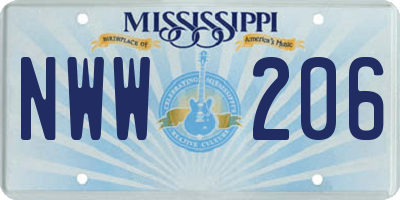MS license plate NWW206