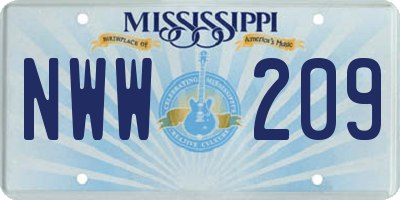 MS license plate NWW209