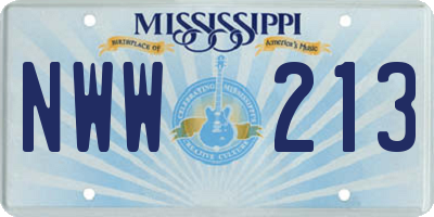 MS license plate NWW213