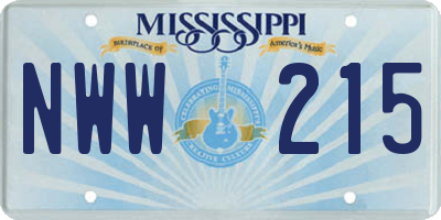 MS license plate NWW215