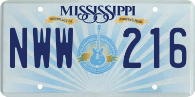 MS license plate NWW216