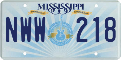 MS license plate NWW218