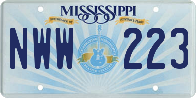 MS license plate NWW223