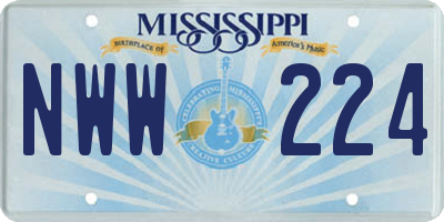 MS license plate NWW224