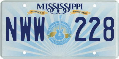 MS license plate NWW228
