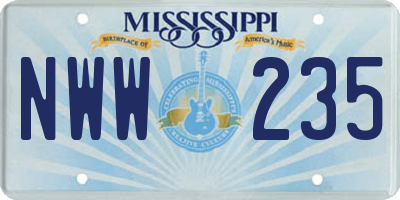 MS license plate NWW235