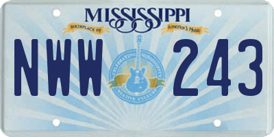 MS license plate NWW243
