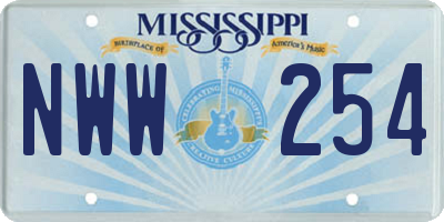 MS license plate NWW254