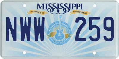 MS license plate NWW259