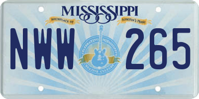 MS license plate NWW265