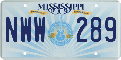 MS license plate NWW289