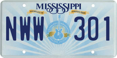 MS license plate NWW301
