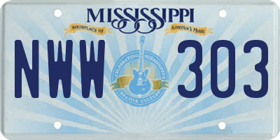MS license plate NWW303