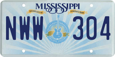 MS license plate NWW304