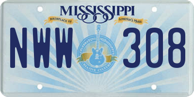 MS license plate NWW308