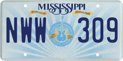MS license plate NWW309