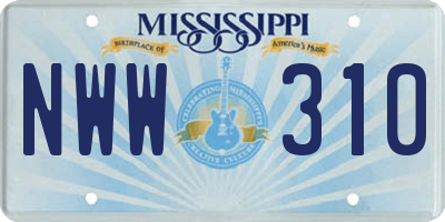 MS license plate NWW310