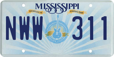 MS license plate NWW311