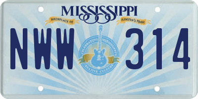 MS license plate NWW314