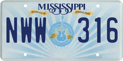 MS license plate NWW316