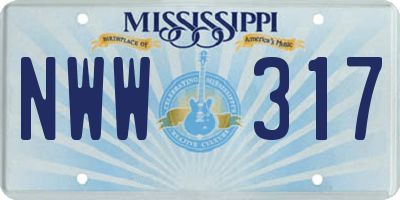 MS license plate NWW317
