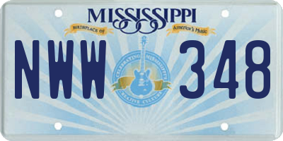 MS license plate NWW348