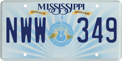 MS license plate NWW349