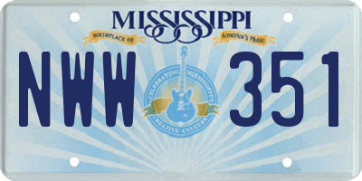 MS license plate NWW351
