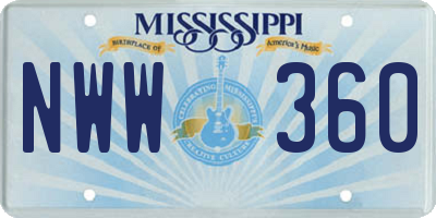 MS license plate NWW360