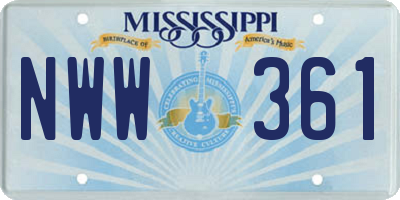 MS license plate NWW361