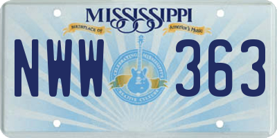 MS license plate NWW363