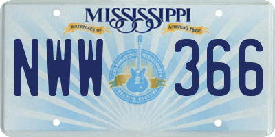 MS license plate NWW366