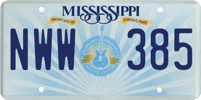 MS license plate NWW385