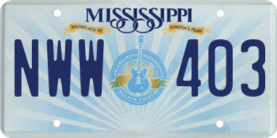 MS license plate NWW403