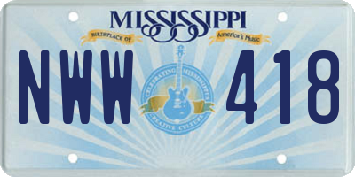 MS license plate NWW418