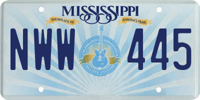 MS license plate NWW445