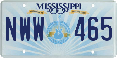 MS license plate NWW465