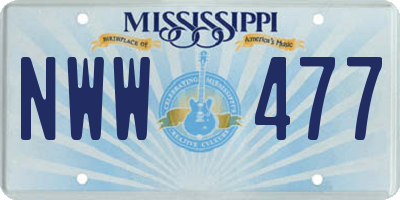 MS license plate NWW477