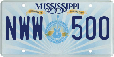MS license plate NWW500