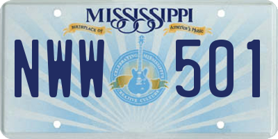 MS license plate NWW501